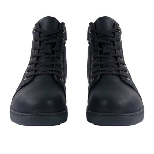 Men's Biker Boots with Ankle Straps & Ring — Black
