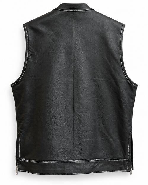 Black Men's Club Vest with white stitching