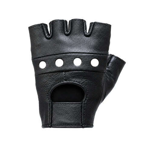 Summer Rider — Fingerless Genuine Leather Motorcycle Riding Gloves GL2008-11