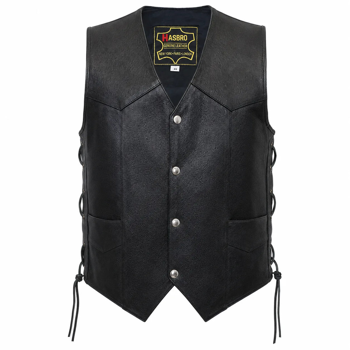 Blank Canvas Vest — Men's Plain Cowhide Leather Biker Vest