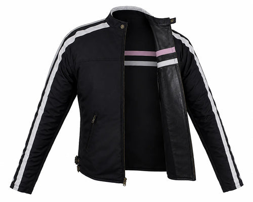Twin Mirage — Women's Reversible Genuine Leather Motorcycle Jacket — 2 Looks in 1