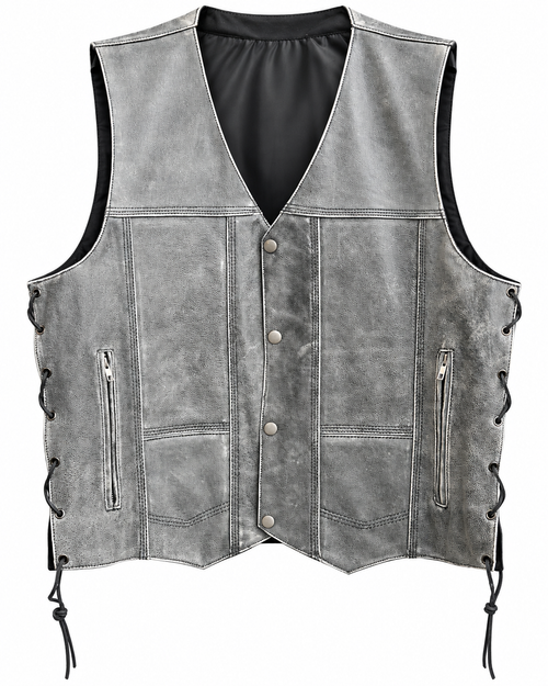 Grey Western side braid men's vest