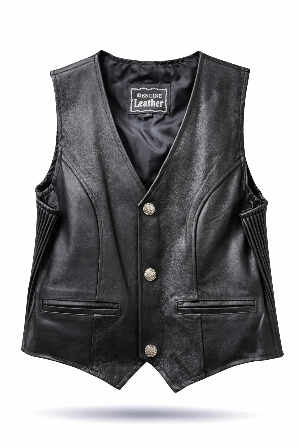 Buffalo Jane — Women's Classic Black Genuine Leather Biker Vest