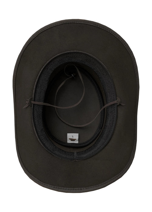 Dream Apparel Leather Cowboy Western Chocolate Brown Hat – Steampunk Wide Brim — alternate view 3, Hasbro Leather