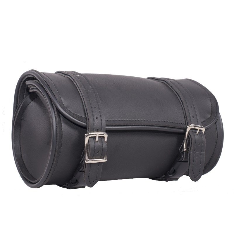 10-Inch Plain PVC Motorcycle Tool Bag With Double Roller Buckle Straps