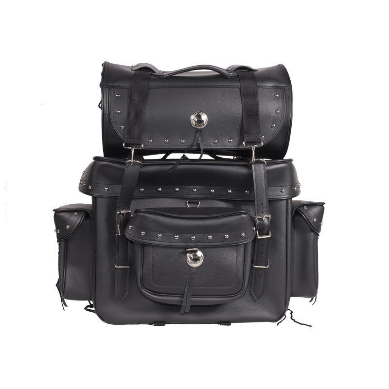 Big Studded Motorcycle Sissy Bar Bag — Large Touring Storage