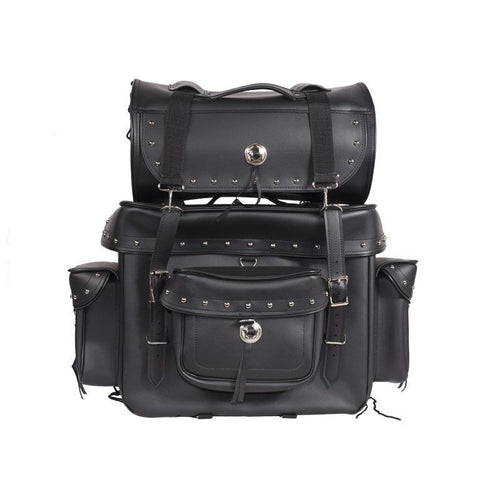 Big Studded Motorcycle Sissy Bar Bag — Large Touring Storage — Sissy Bar Bags, Hasbro Leather