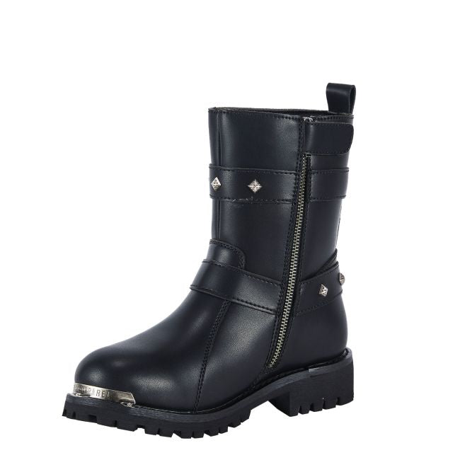 Women's Studded Harness Motorcycle Boots