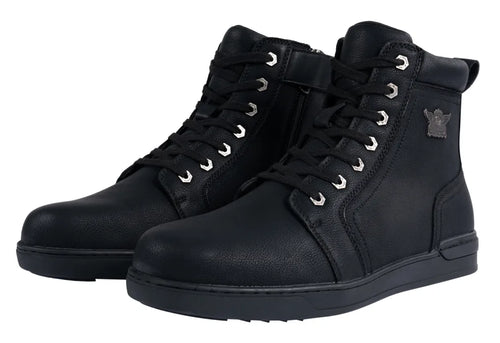 Men's Biker Boots with Ankle Straps &amp; Ring — Black