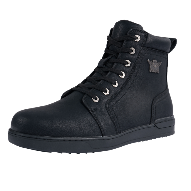 Men's Biker Boots with Ankle Straps &amp; Ring — Black