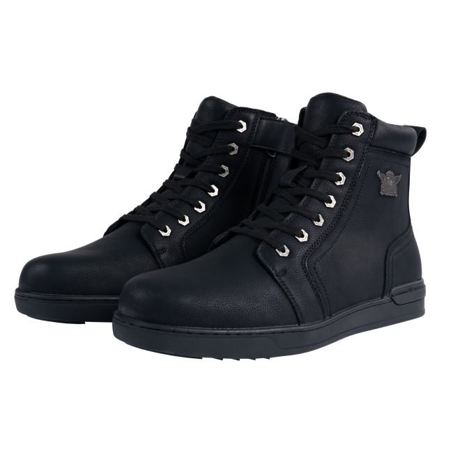 Men's Biker Boots with Ankle Straps &amp; Ring — Black