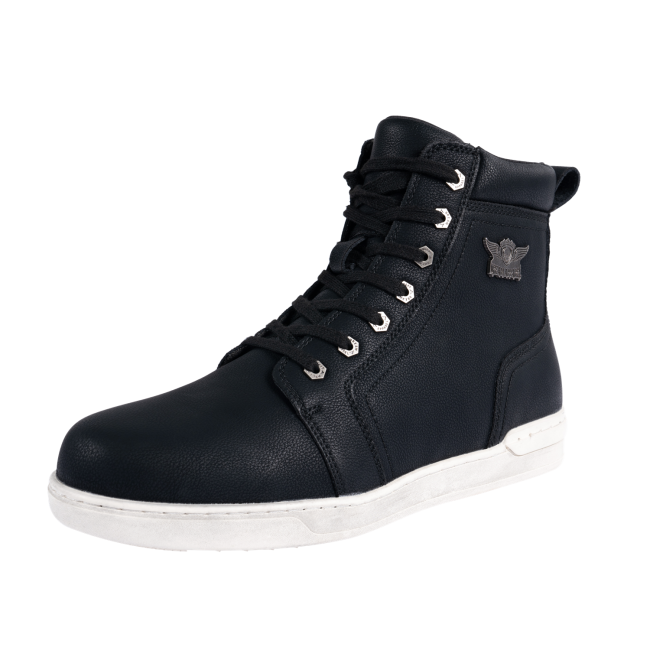 Men's Biker Boots with Ankle Straps &amp; Ring — White