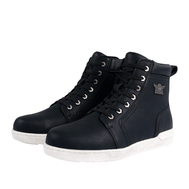Men's Biker Boots with Ankle Straps &amp; Ring — White