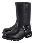 Men’s Mid-Calf Square Toe Waterproof Biker Boots — Black — Men's Boots, Hasbro Leather