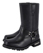 Men’s Mid-Calf Square Toe Waterproof Biker Boots — Black — Men's Boots, Hasbro Leather
