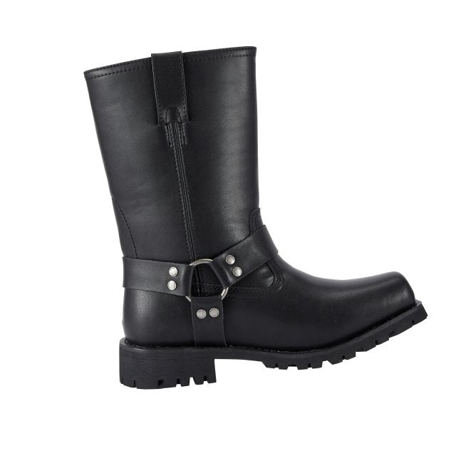 Men's Mid-Calf Square Toe Waterproof Biker Boots — Black