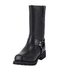 Men's Mid-Calf Square Toe Waterproof Biker Boots — Black