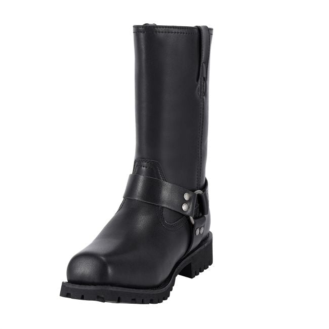 Men's Mid-Calf Square Toe Waterproof Biker Boots — Black