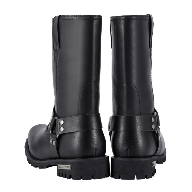 Men's Mid-Calf Square Toe Waterproof Biker Boots — Black