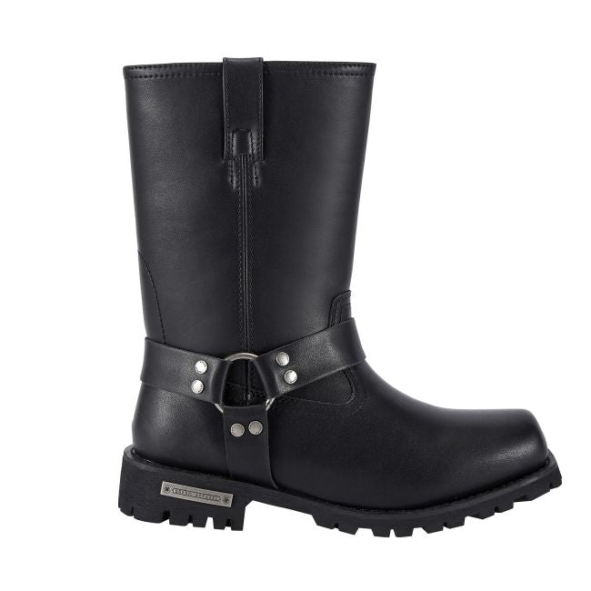 Men's Mid-Calf Square Toe Waterproof Biker Boots — Black