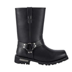 Men's Mid-Calf Square Toe Waterproof Biker Boots — Black