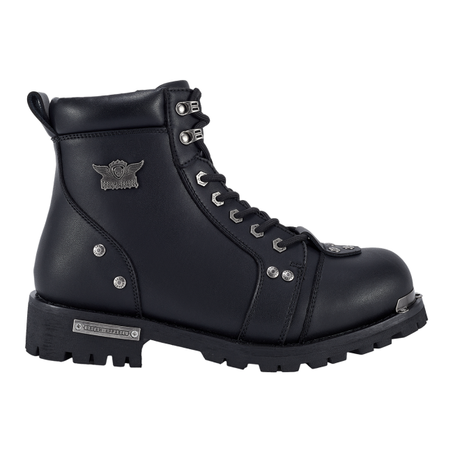 Men's Waterproof Motorcycle Riding Boots — Black Side Zipper Low Heel