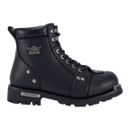 Men's Waterproof Motorcycle Riding Boots — Black Side Zipper Low Heel
