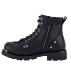 Men's Waterproof Motorcycle Riding Boots — Black Side Zipper Low Heel