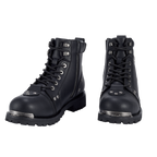 Men's Waterproof Motorcycle Riding Boots — Black Side Zipper Low Heel