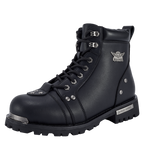 Men's Waterproof Motorcycle Riding Boots — Black Side Zipper Low Heel