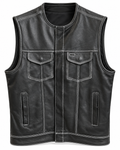 Black Men's Club Vest with white stitching