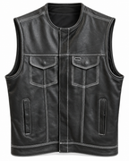 Black Men's Club Vest with white stitching