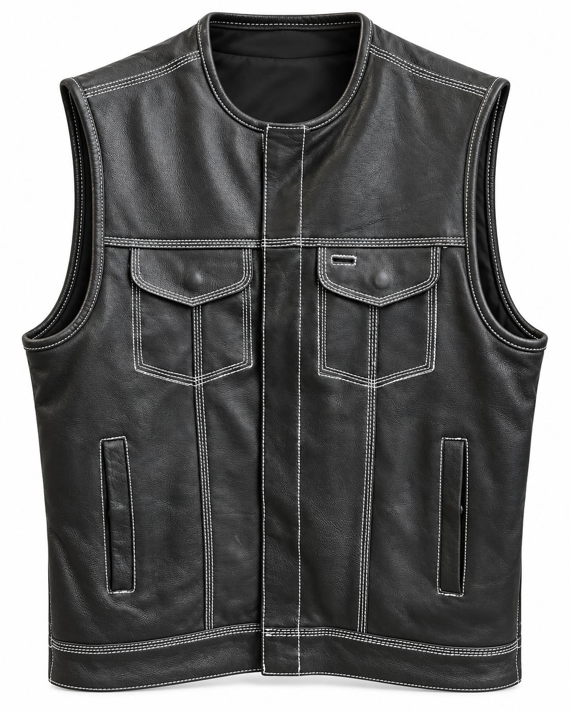 Black Men's Club Vest with white stitching