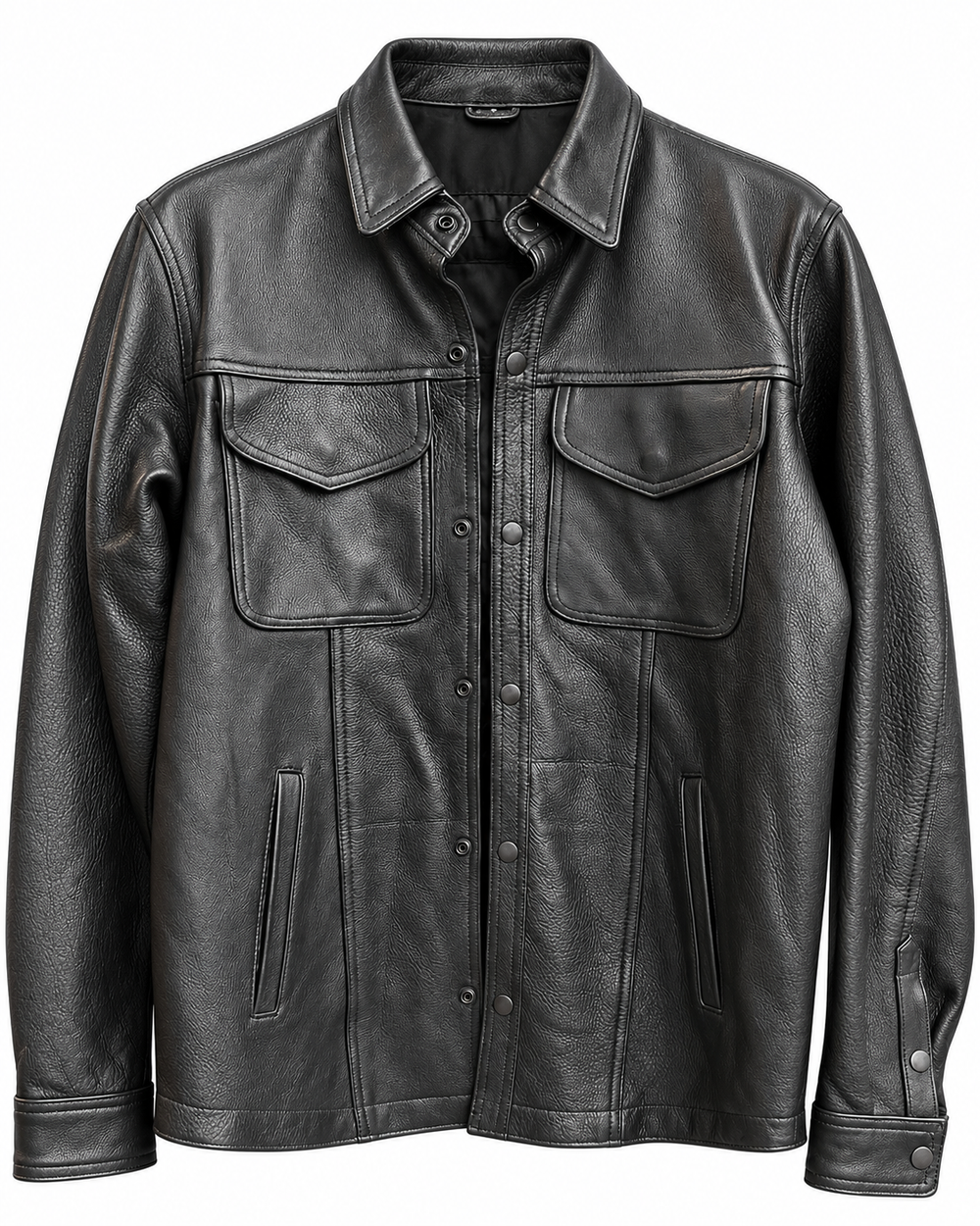 Long Sleeve Leather Shirt Men's