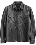 Long Sleeve Leather Shirt Men's