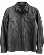 Long Sleeve Leather Shirt Men's