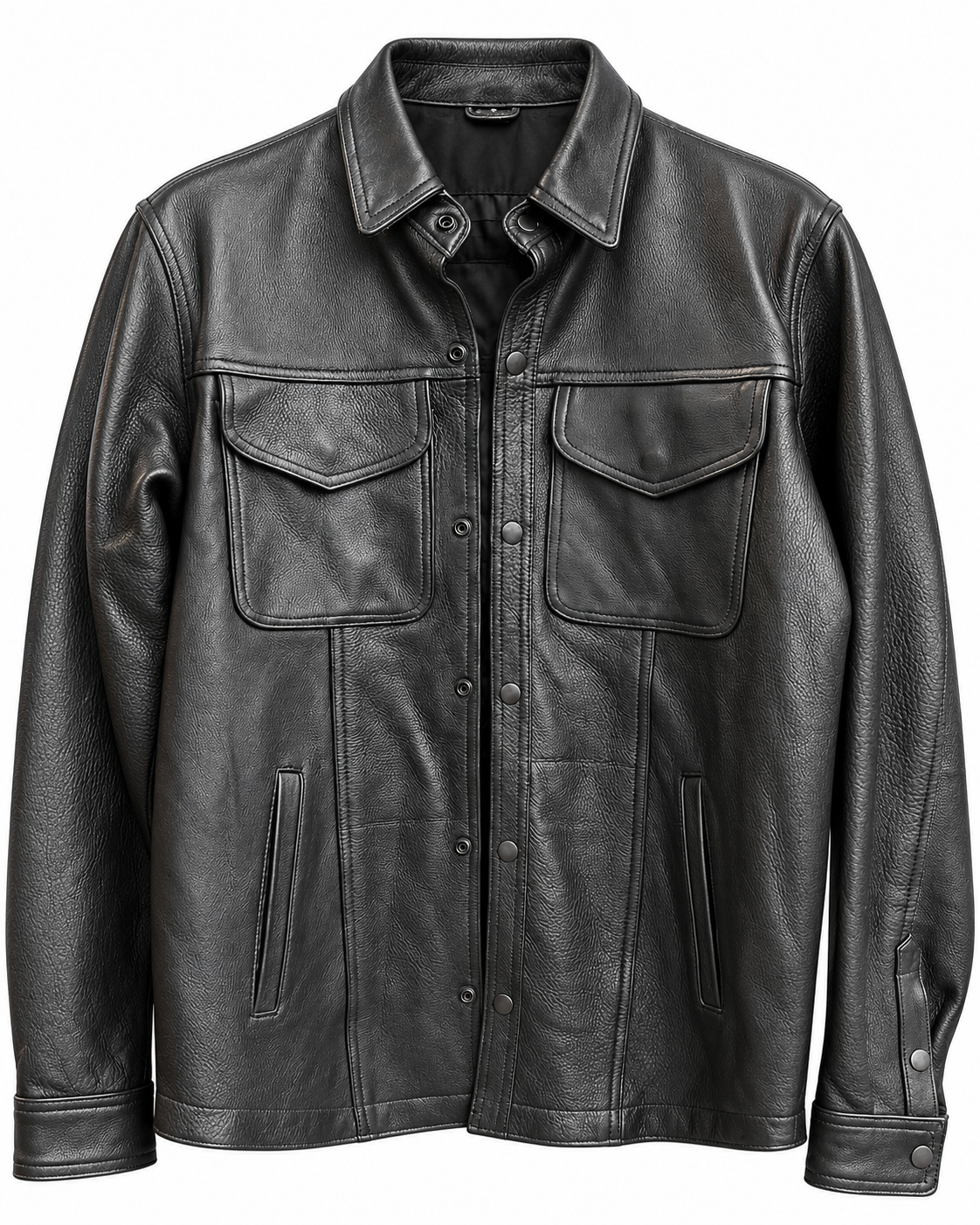 Long Sleeve Leather Shirt Men's