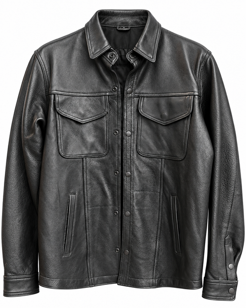 Long Sleeve Leather Shirt Men's