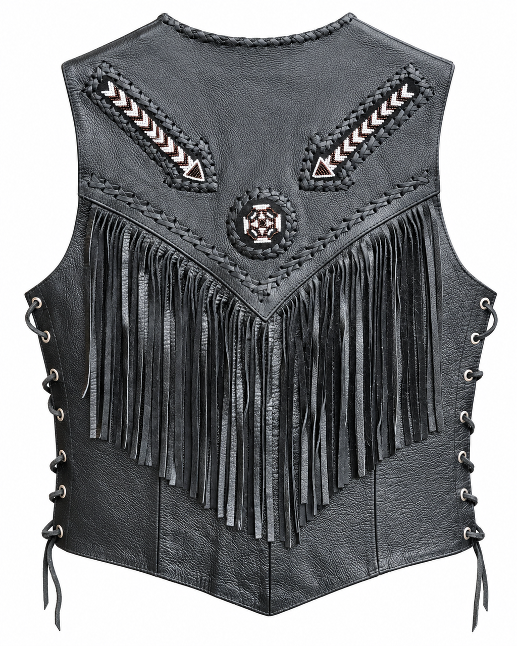 Women's beaded vest with fringe