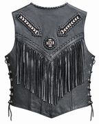 Women's beaded vest with fringe