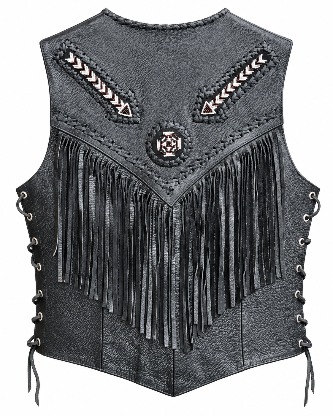 Women's beaded vest with fringe