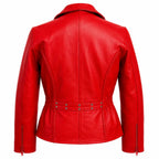 Red Leather Moto Biker Jacket – Genuine Leather