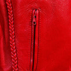 Red Leather Moto Biker Jacket – Genuine Leather