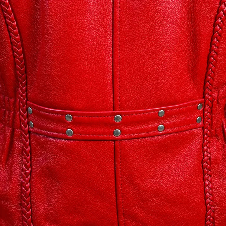 Red Leather Moto Biker Jacket – Genuine Leather