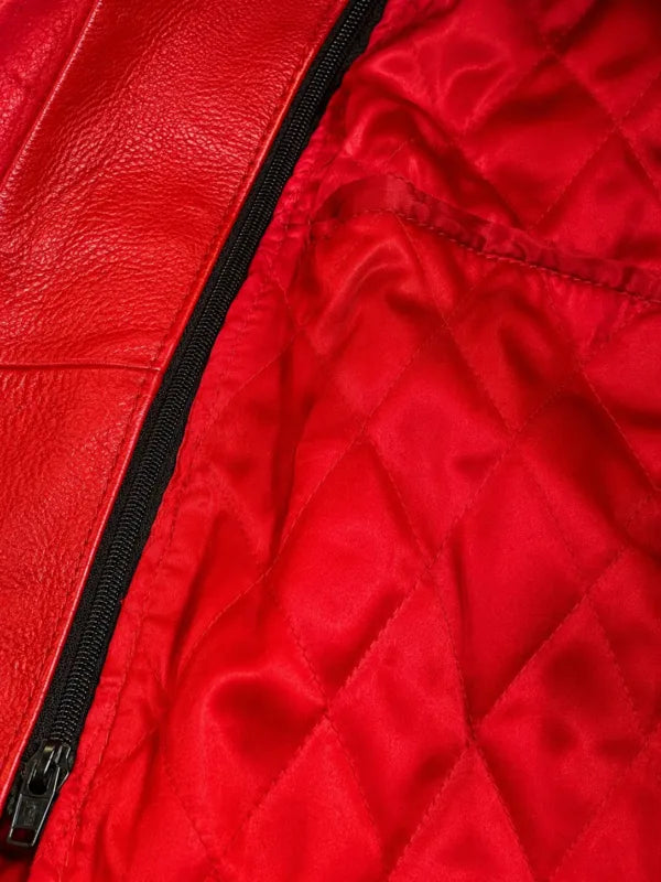 Red Leather Moto Biker Jacket – Genuine Leather