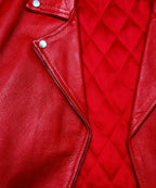 Red Leather Moto Biker Jacket – Genuine Leather