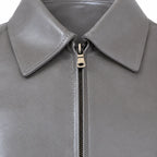 Women’s Grey Lambskin Leather Jacket – Soft &amp; Lightweight