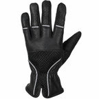 Night Rider Black Leather Motorcycle Gloves — Reflective & Vented