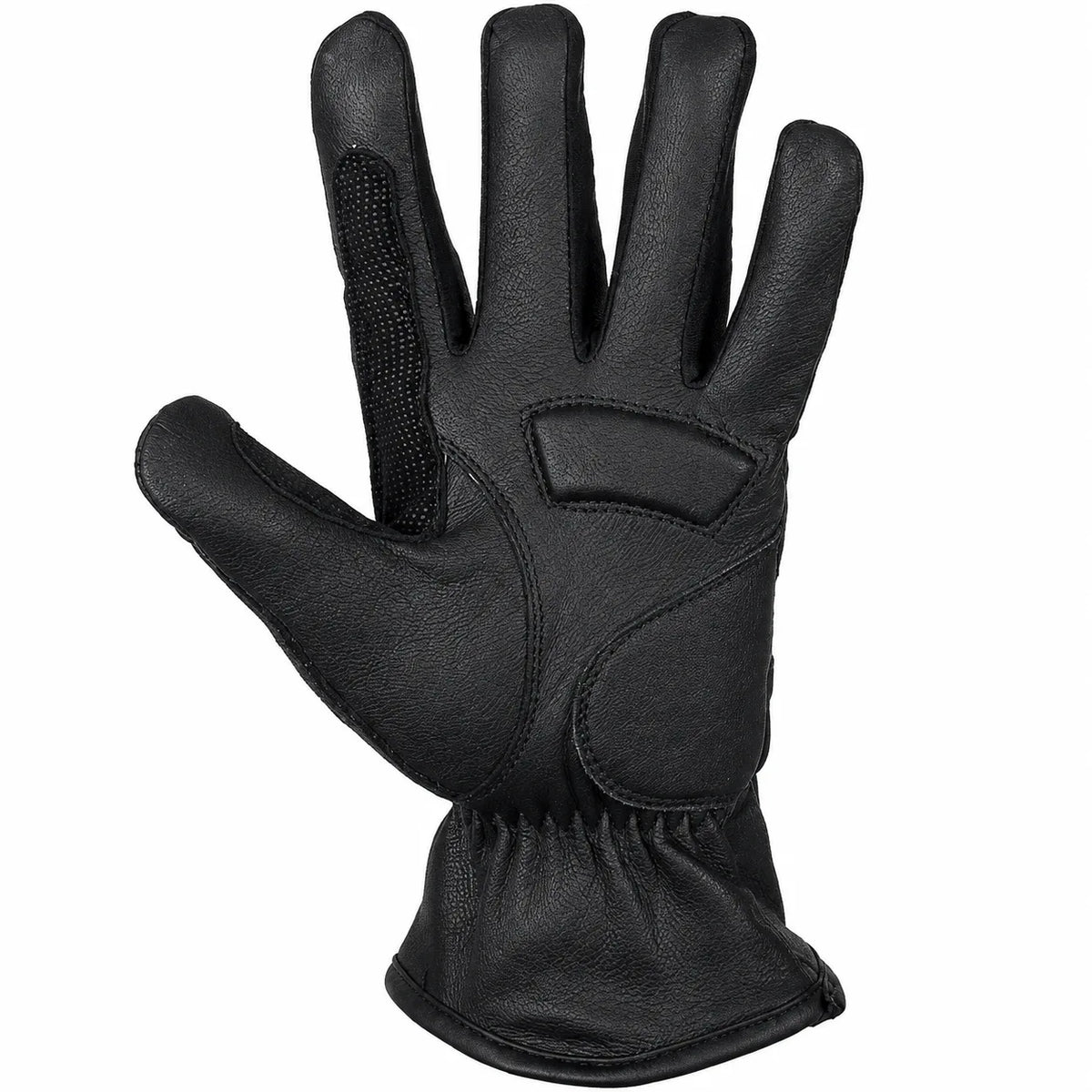 Night Rider Black Leather Motorcycle Gloves — Reflective & Vented