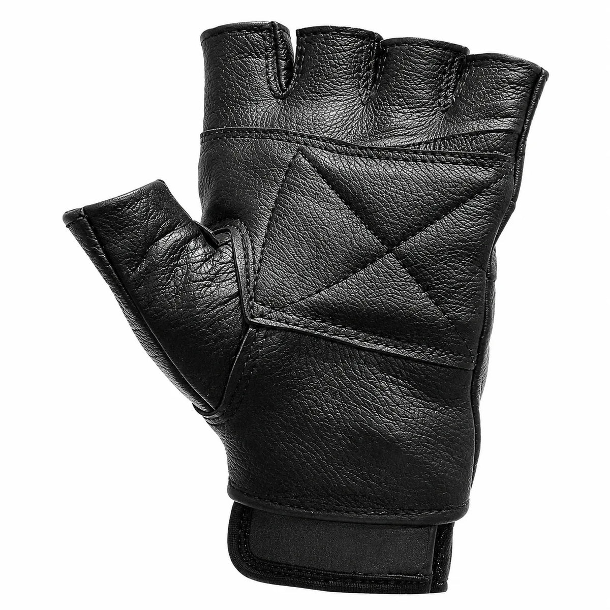 Summer Rider — Fingerless Genuine Leather Motorcycle Riding Gloves GL2008-11